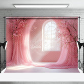 Lofaris Sweet Baby Pink Floral Arch Window Wedding Backdrop